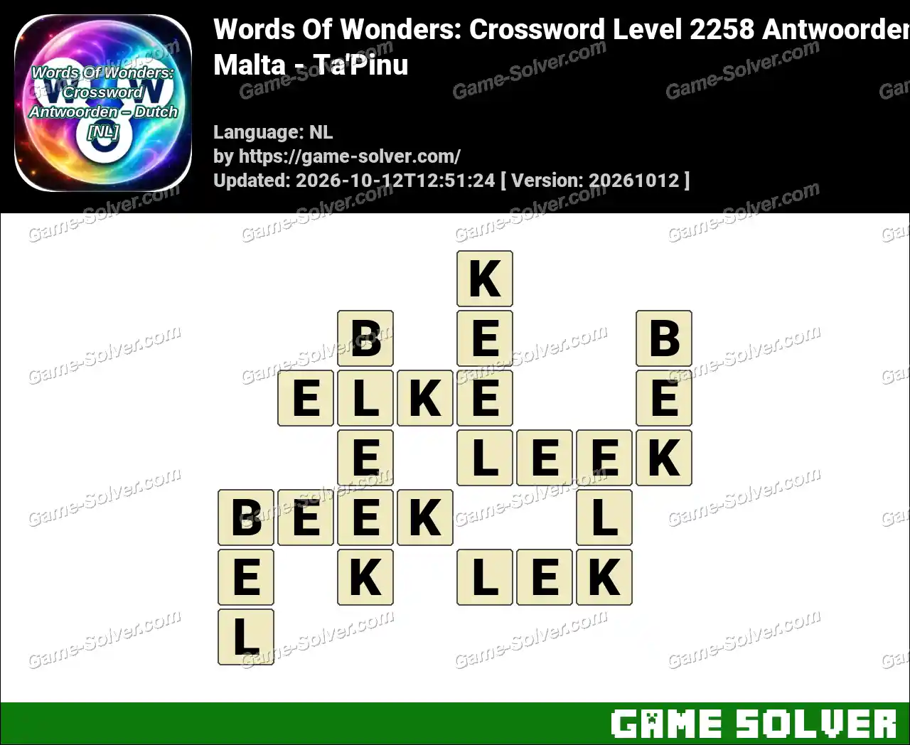 Words Of Wonders: Crossword Level 2258 Antwoorden – Malta – Ta’Pinu